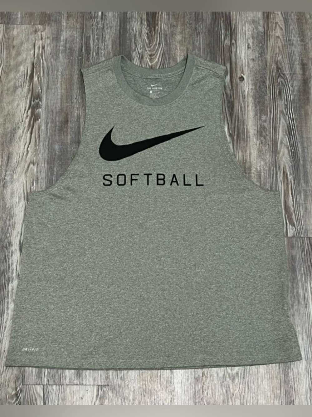 XL Womens NIKE DRI-FIT Gray Fastpitch SOFTBALL Tank Top Shirt Tee X-Large Muscle